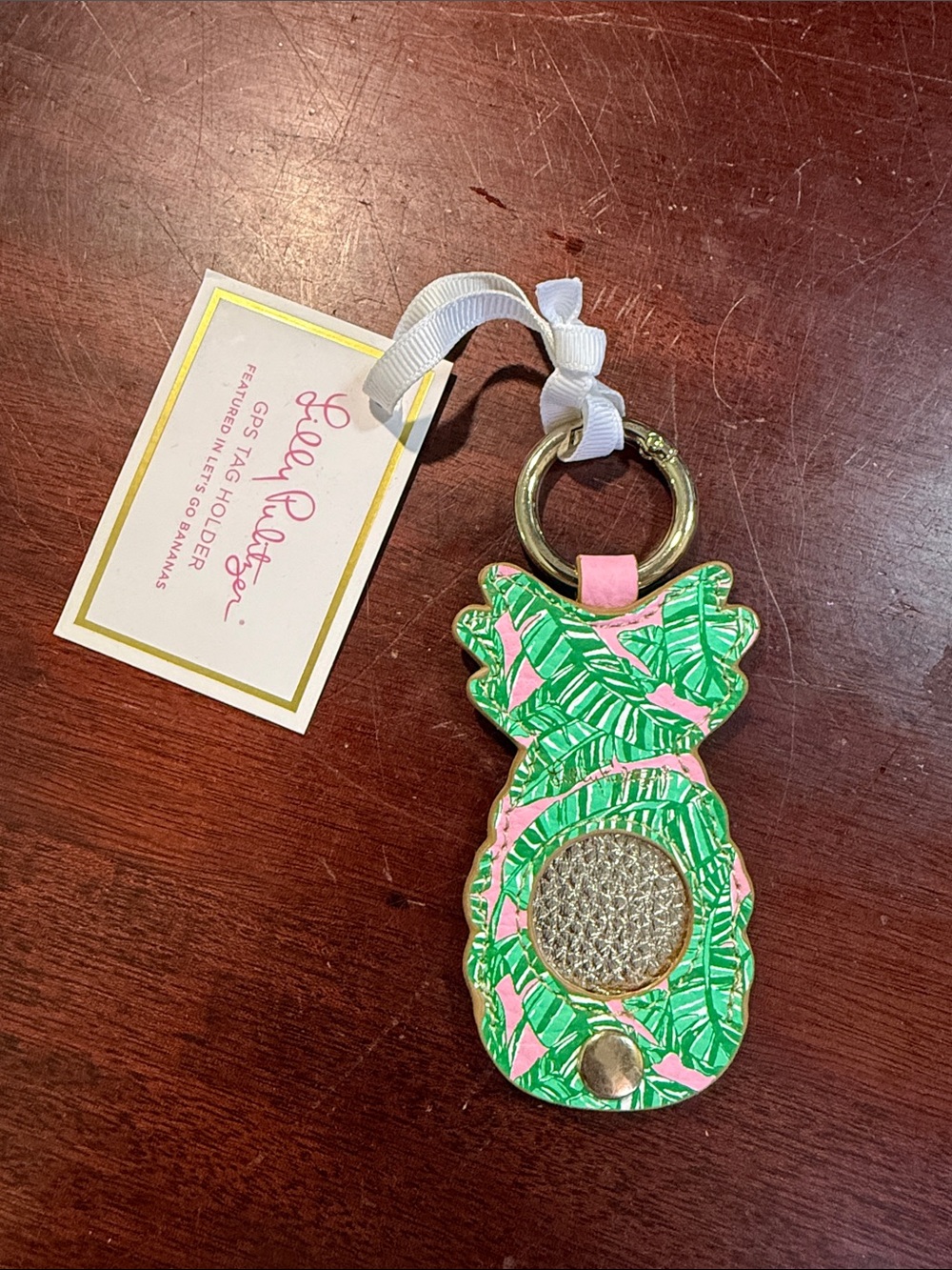 Lilly Pulitzer Pink & Green Pineapple Air Tag Keyring